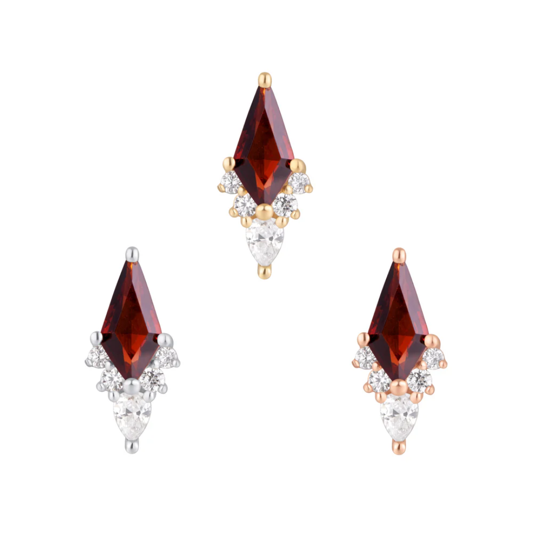 Afterglow - Garnet + CZ - Threadless End