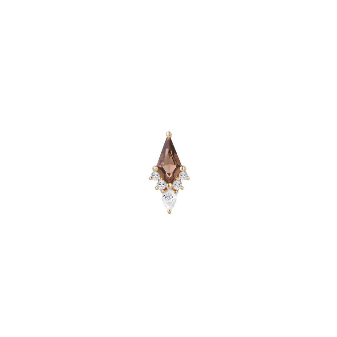 Afterglow - Smoky Quartz + CZ - Threadless End
