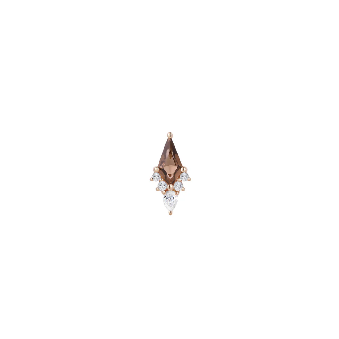 Afterglow - Smoky Quartz + CZ - Threadless End