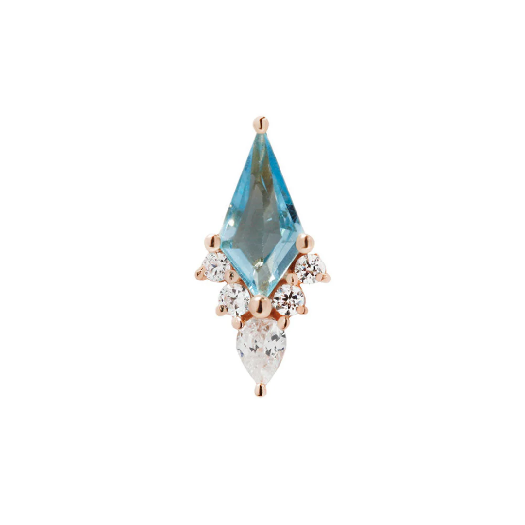 Afterglow - Swiss Blue Topaz + CZ - Threadless End