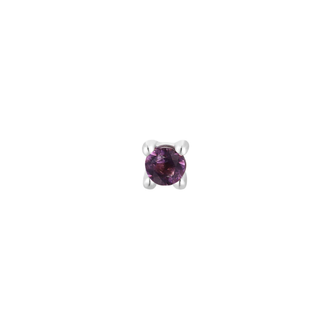 Amethyst Prong Threadless End – 14k Gold Purple Gemstone Stud for Ear, Nose, and Cartilage Piercings