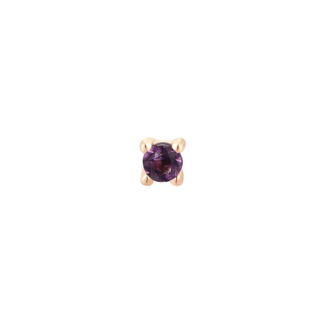 Amethyst Prong Threadless End – 14k Gold Purple Gemstone Stud for Ear, Nose, and Cartilage Piercings