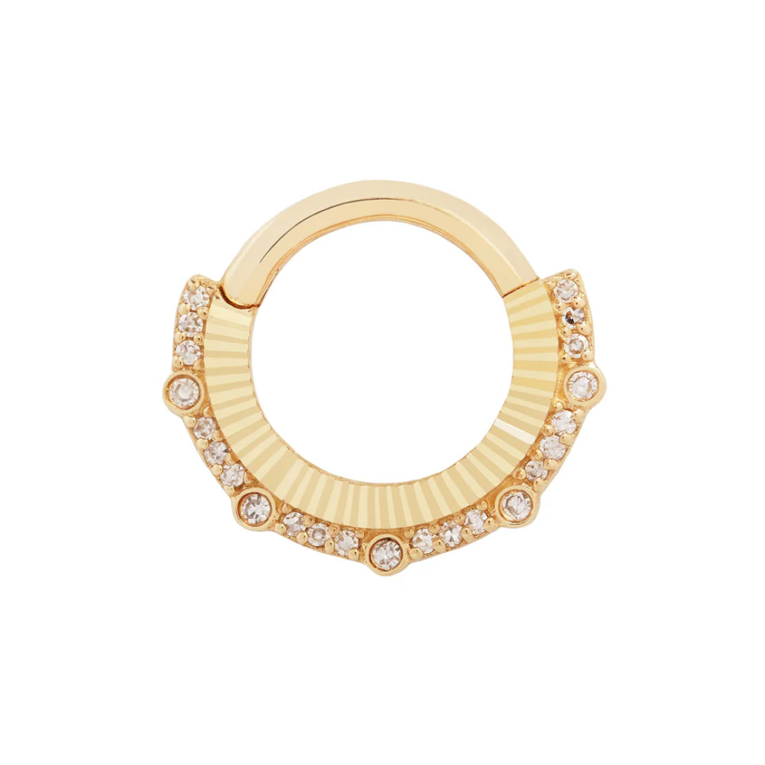 Awaken Diamond Clicker – Luxurious 14k gold hinged ring with brilliant-cut diamond accents, available in white and yellow gold