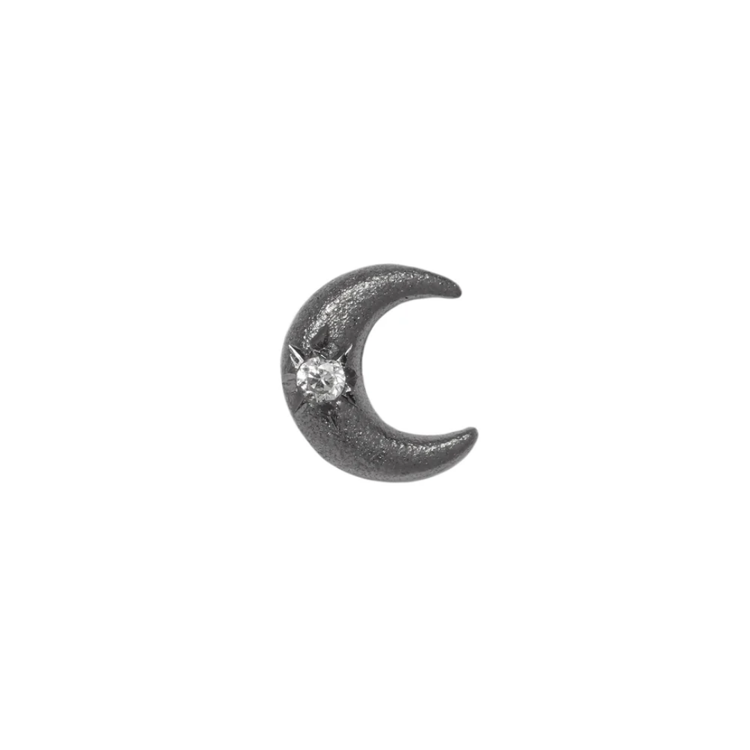 Black Moon - CZ + Rhodium - Threadless End