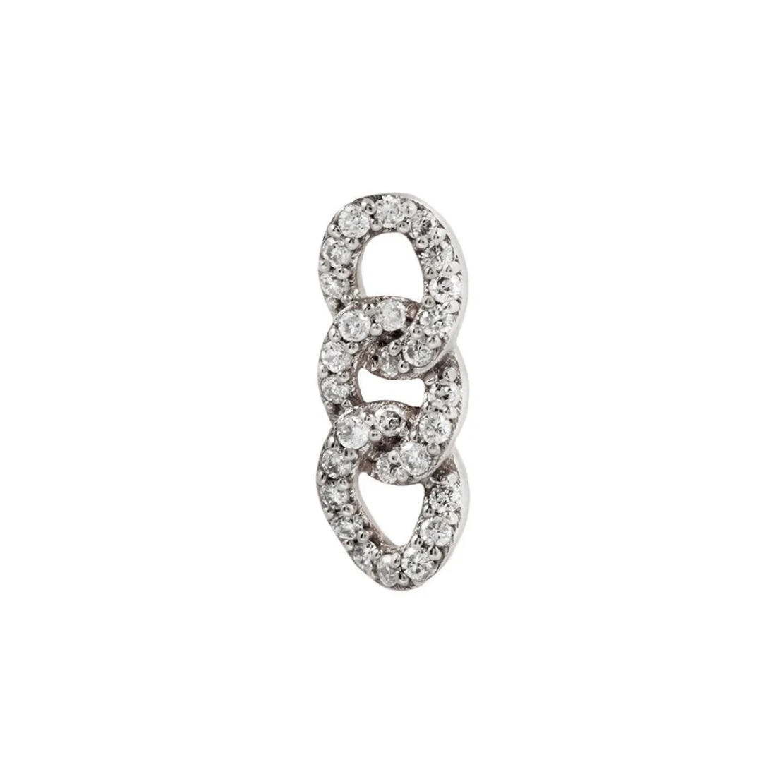Chainlink Genuine Diamond threadless end – a luxurious 14k gold body jewelry piece with pavé-set diamonds in an interlocking chain design, available in yellow, white, and rose gold