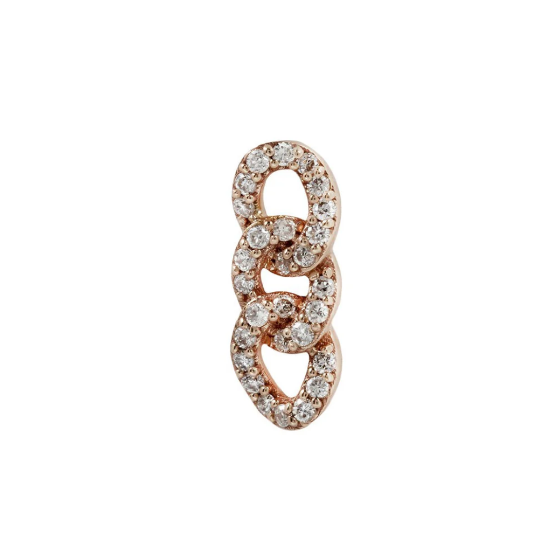 Chainlink Genuine Diamond threadless end – a luxurious 14k gold body jewelry piece with pavé-set diamonds in an interlocking chain design, available in yellow, white, and rose gold