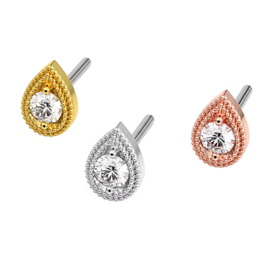 Double Millgrain Pear Threadless End