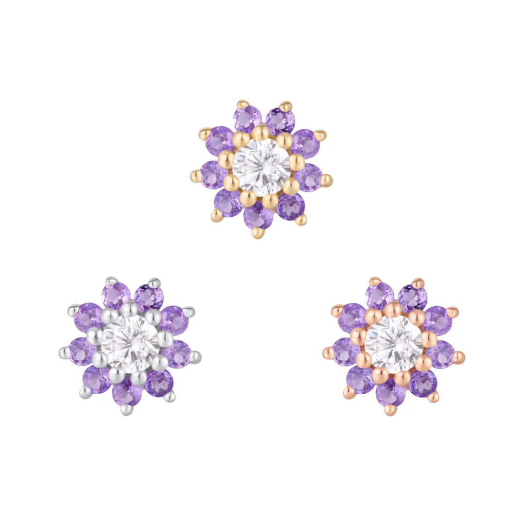 Eloise - Amethyst + CZ - Threadless End