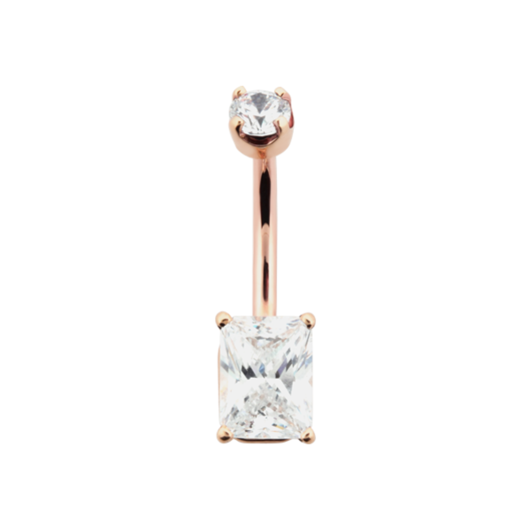 Emerald Cut Navel Bar
