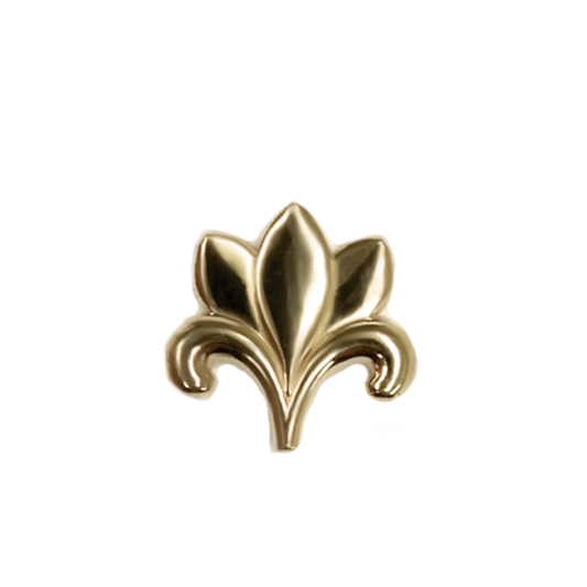 Le Roi 14k solid gold floral fleur-de-lis inspired threadless end with polished finish, available in yellow, white, and rose gold