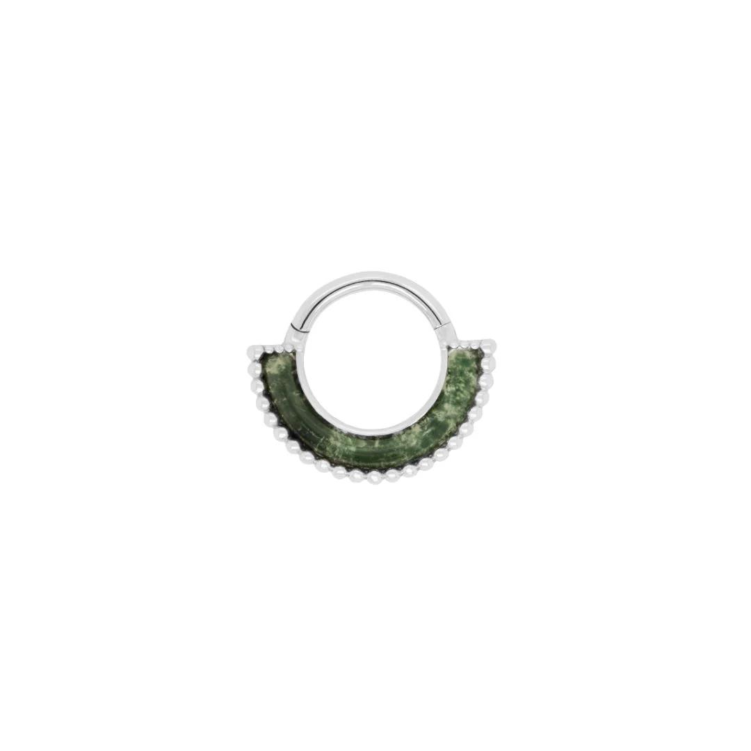 Harmonic Clicker Ring - Moss Agate