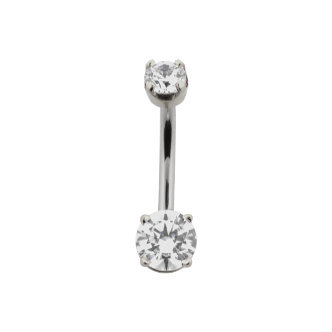 Hybrid 4 Prong Gem Navel Bar