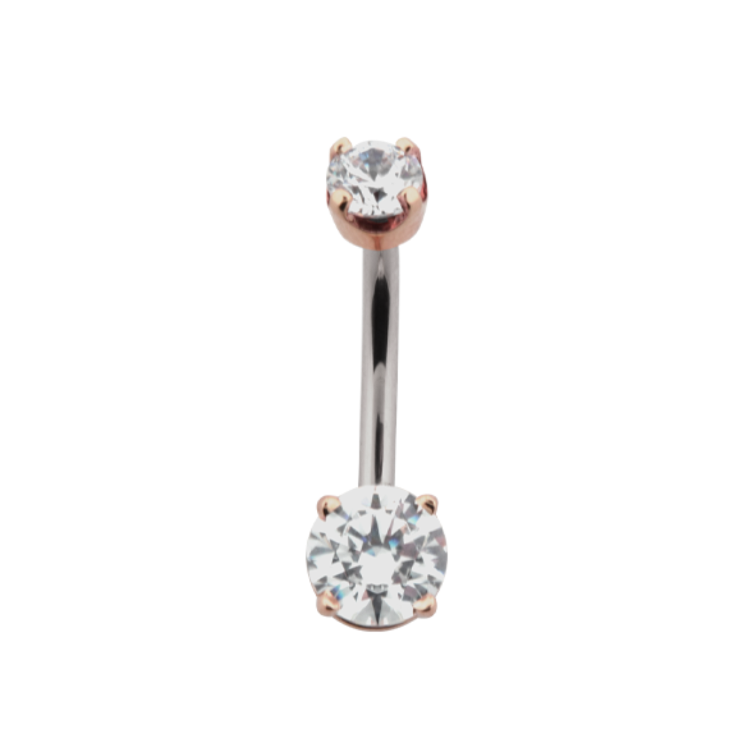 Hybrid 4 Prong Gem Navel Bar