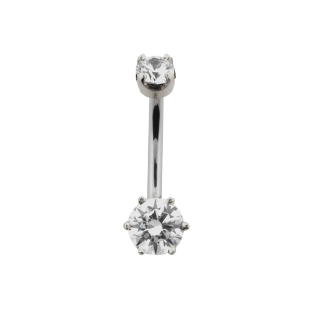 Hybrid 6 Prong Gem Navel Bar