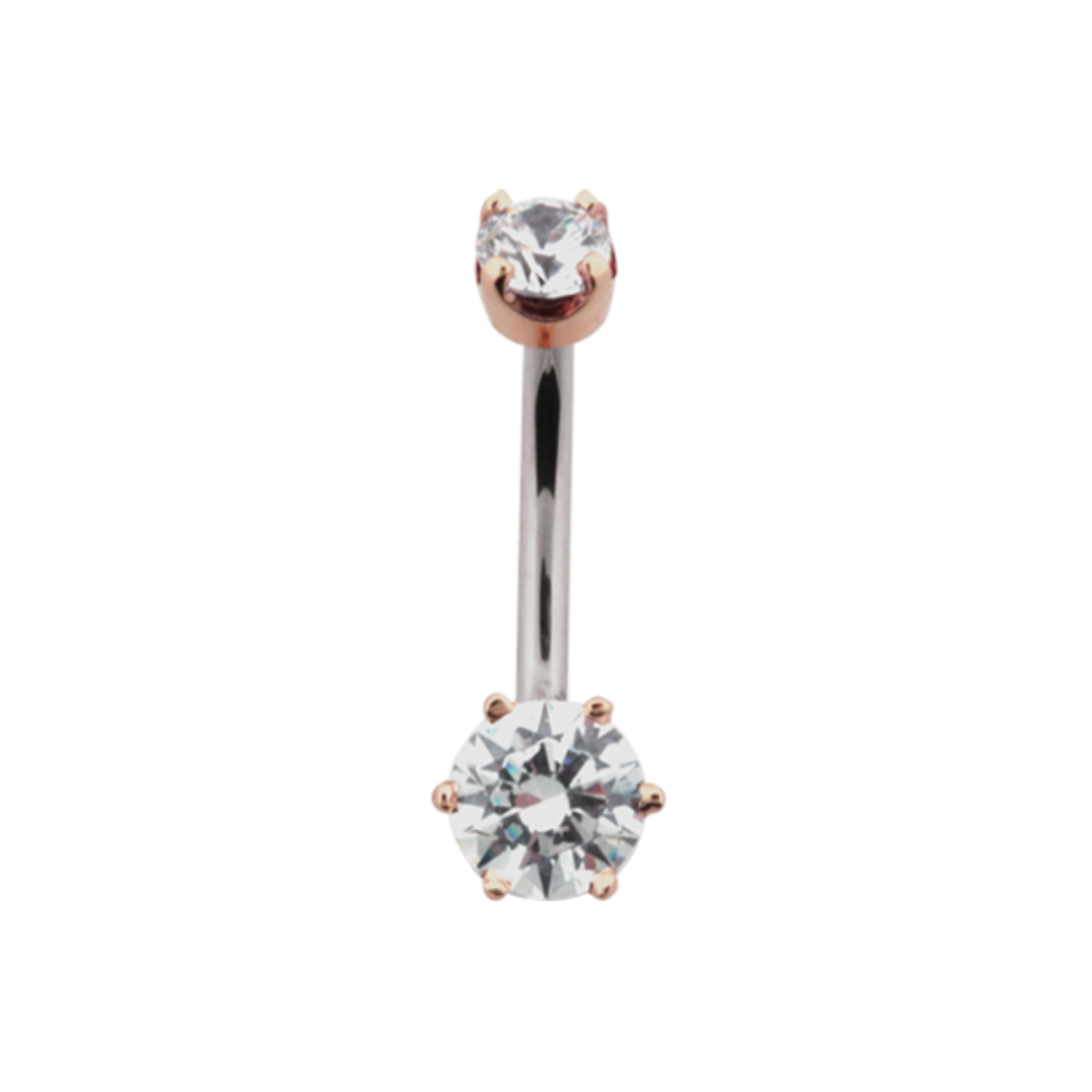 Hybrid 6 Prong Gem Navel Bar