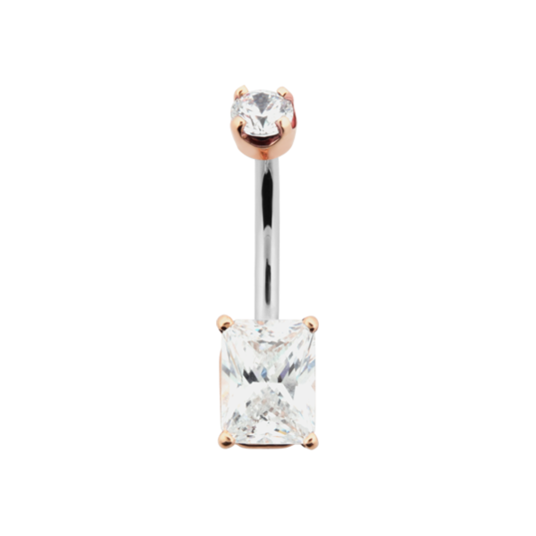 Hybrid Emerald Cut Navel Bar