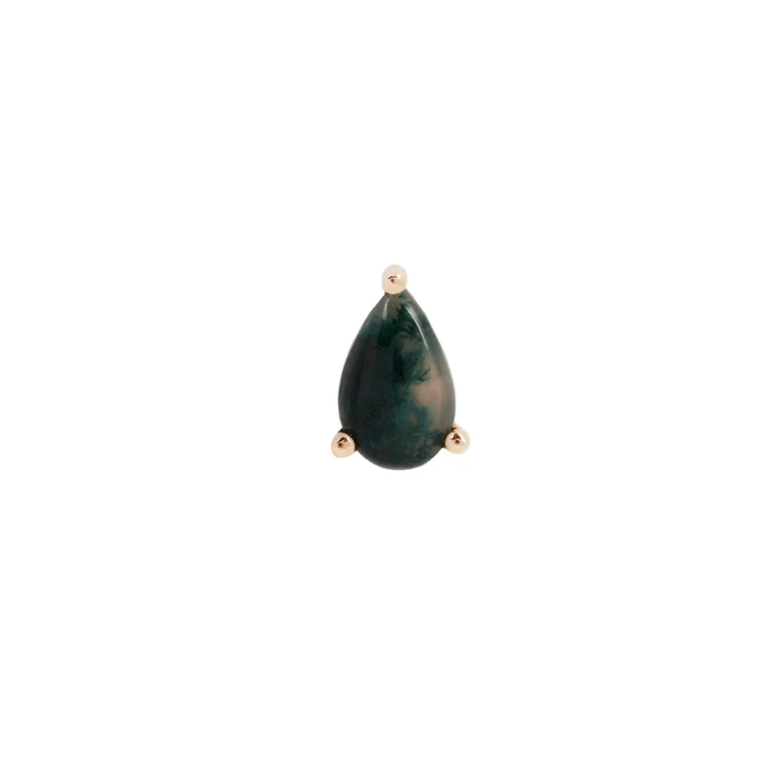 Moss Agate Pear - Threadless End