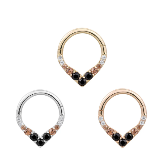 Rise + Shine - Smoky Quartz + Black Spinel Ombre - Gold Clicker