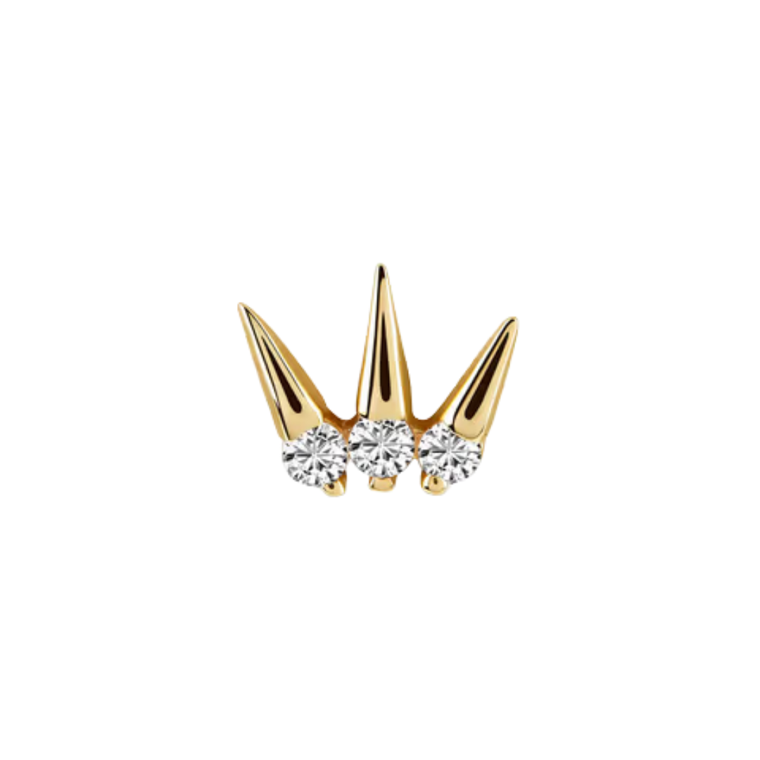 auricle vanta gold spike and cz cluster attachment for helix and conch piercings