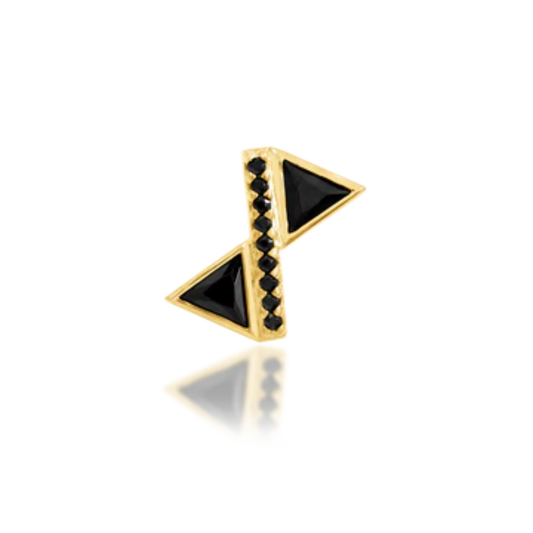 Bethy 14k gold piercing stud with black cubic zirconia – bold triangle and pavé design for curated ears
