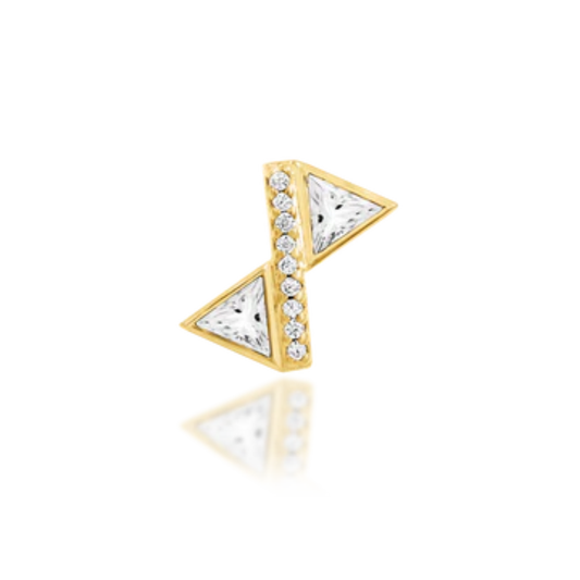 Bethy 14k gold piercing stud with white cubic zirconia – geometric triangle design with pavé sparkle