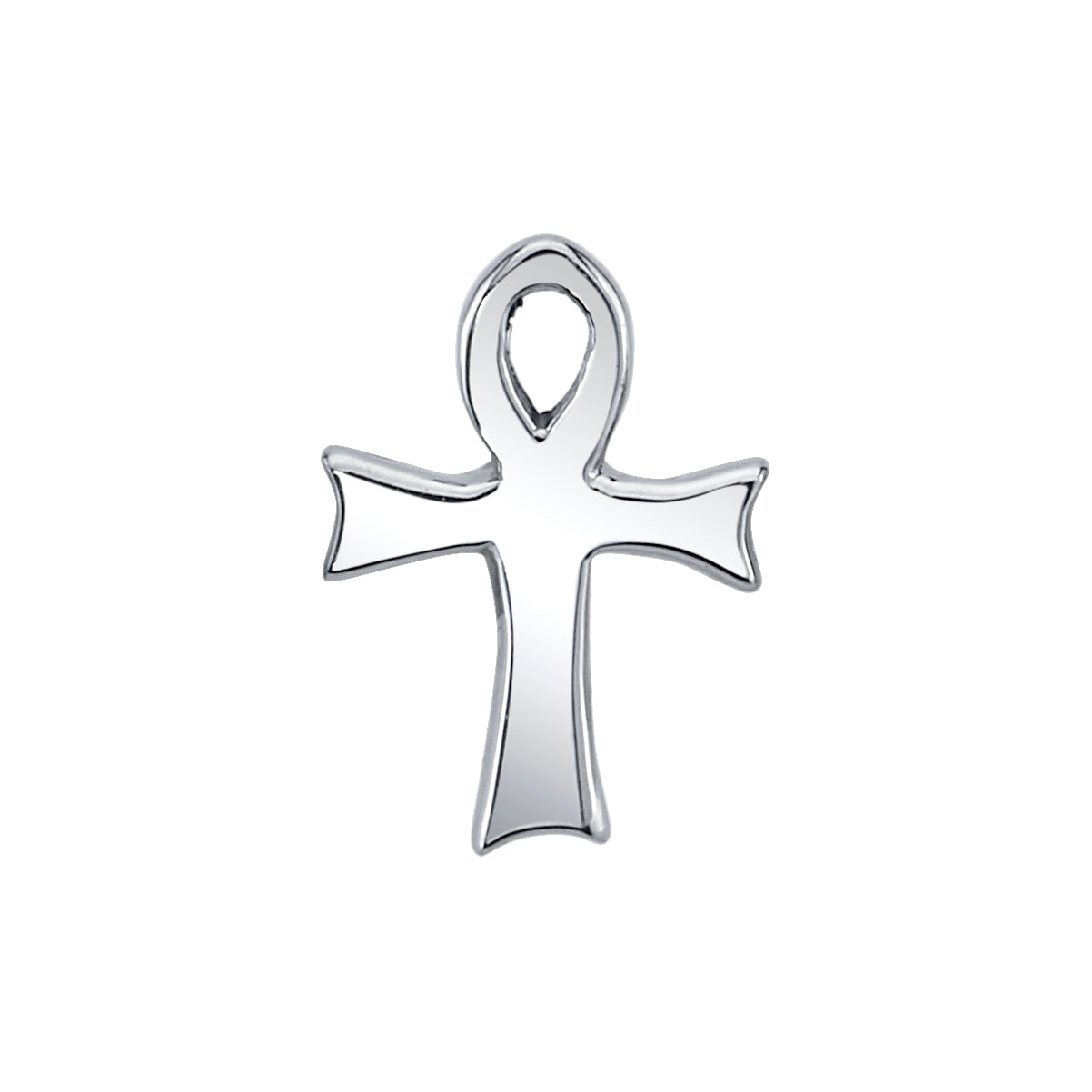 BVLA Ankh end in 14k white gold with a polished finish, featuring the ancient Egyptian symbol of life, ideal for flat, conch, or helix piercings.