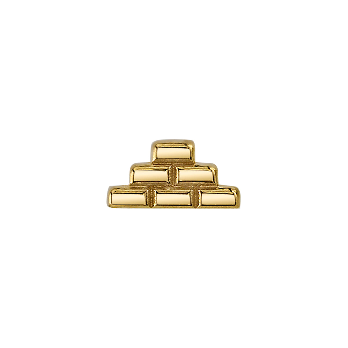 BVLA Another Brick end in 14k yellow gold, designed to resemble a stacked brick wall with polished finish, ideal for flat or helix piercings.