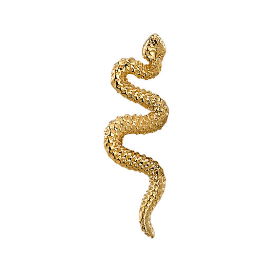 BVLA 14k gold snake body jewellery end with detailed textured scales, luxury high-end piercing accessory for helix, conch, and lobe piercings