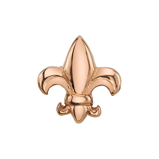 BVLA 14k rose gold Fleur de Lis body jewellery end with polished finish, luxury high-end piercing accessory for helix, conch, and lobe piercings