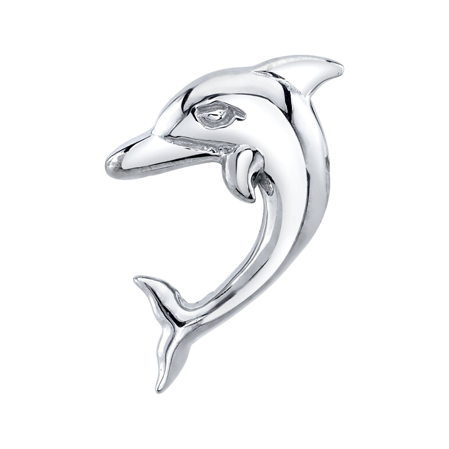 BVLA 14k white gold dolphin body jewellery end with smooth polished finish, luxury high-end piercing accessory for helix, conch, and lobe piercings
