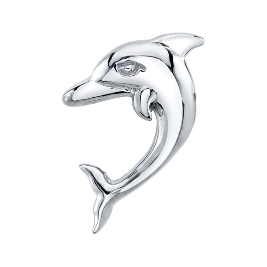 BVLA 14k white gold dolphin body jewellery end with smooth polished finish, luxury high-end piercing accessory for helix, conch, and lobe piercings