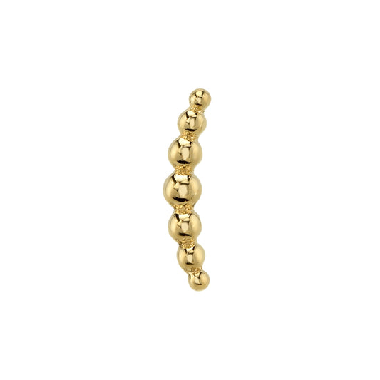 BVLA 14k yellow gold beaded curve body jewellery end with polished finish, luxury high-end piercing accessory for helix, conch, and lobe piercings