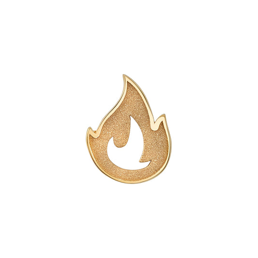 BVLA 14k yellow gold flame body jewellery end with textured finish, luxury high-end piercing accessory for helix, conch, and lobe piercings