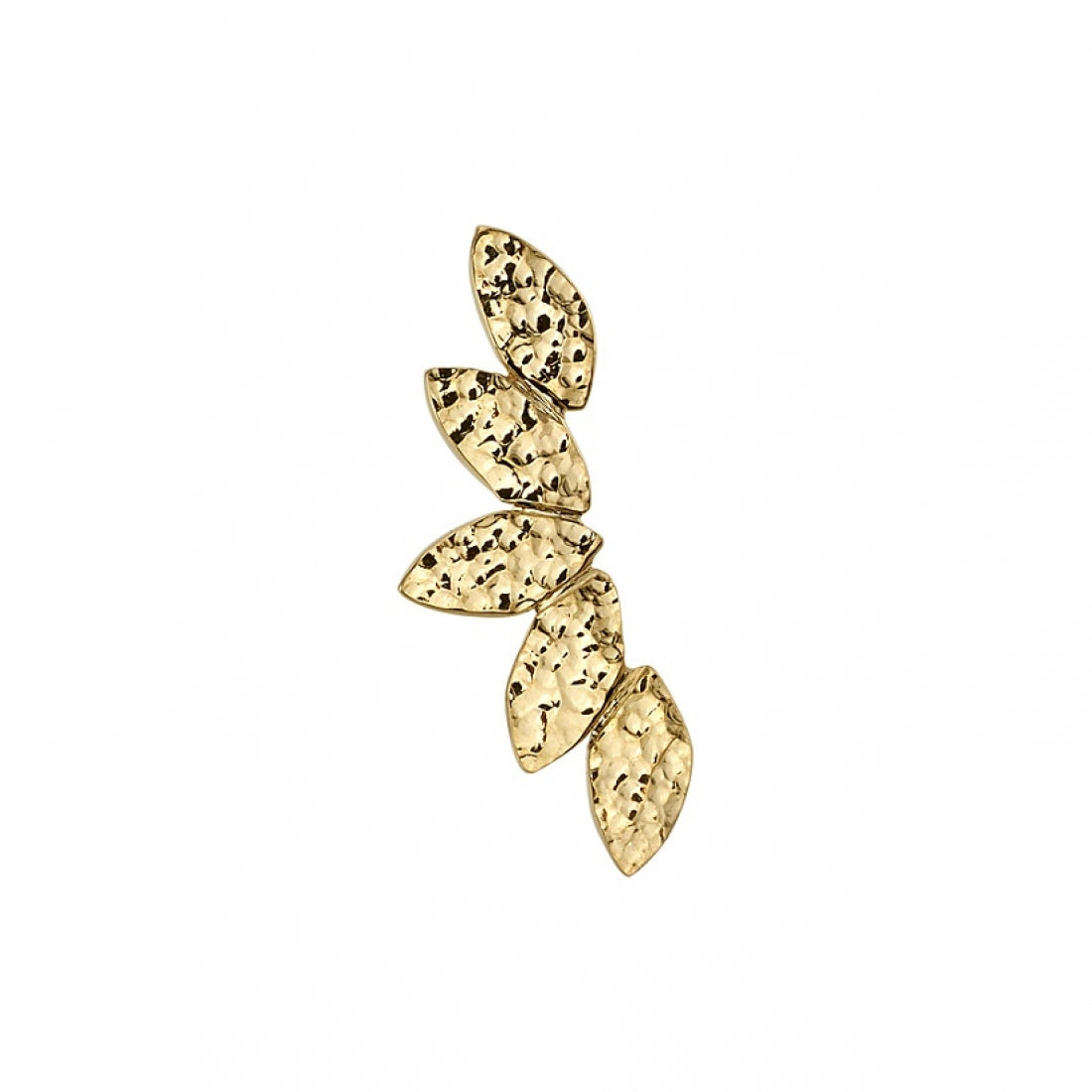 BVLA 14k yellow gold hammered marquise leaf body jewellery end with textured finish, luxury high-end piercing accessory for helix, conch, and lobe piercings