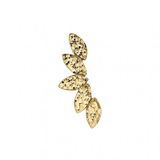 BVLA 14k yellow gold hammered marquise leaf body jewellery end with textured finish, luxury high-end piercing accessory for helix, conch, and lobe piercings