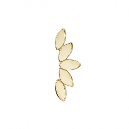 BVLA 14k yellow gold marquise leaf body jewellery end with polished finish, luxury high-end piercing accessory for helix, conch, and lobe piercings