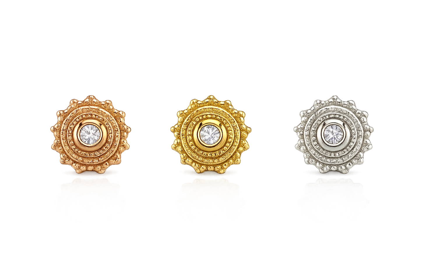 bvla afghan 6mm round gold threadless end with 1.5mm white diamond centre