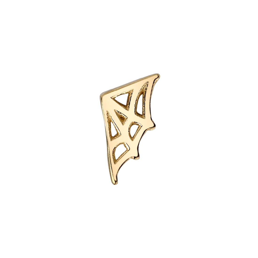 BVLA Cobweb Corner end in 14k yellow gold with an openwork angular web design.