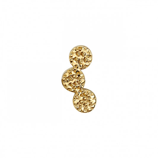 BVLA Curved Cluster end in 14k yellow gold with three textured discs arranged in a soft curve.