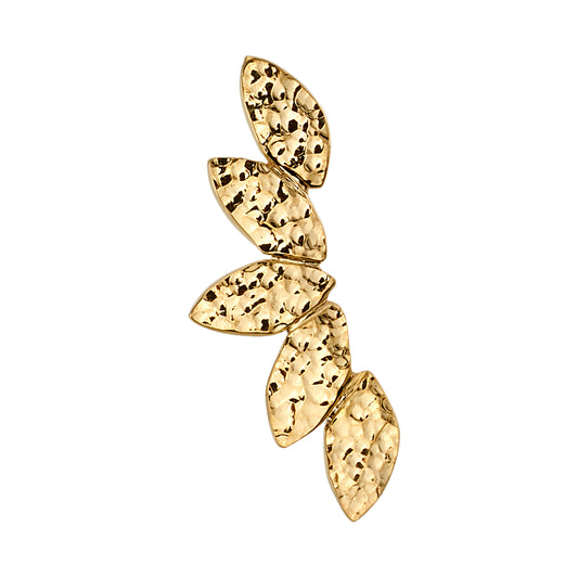 BVLA Hammered Serenity end in 14k yellow gold with five textured marquise shapes in a curved formation.