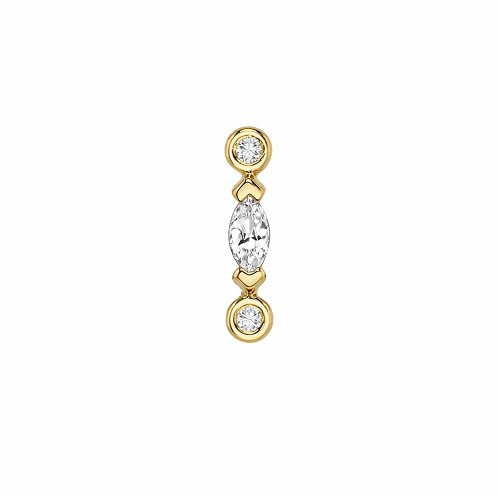 BVLA Nora threadless end in 14k yellow gold with marquise and bezel-set diamonds