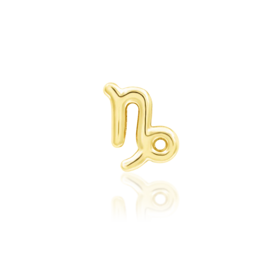 Very shiny 14k gold Capricorn zodiac symbol body jewellery, perfect for helix, flat, or tragus piercings. A sleek, luxurious choice for astrology enthusiasts