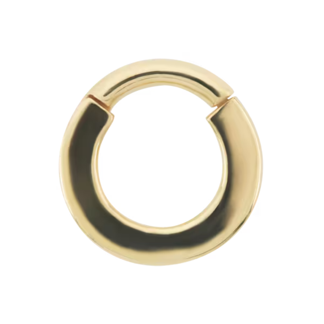 14k gold Circle hinged ring with minimalist smooth finish for septum, helix, and daith piercings.