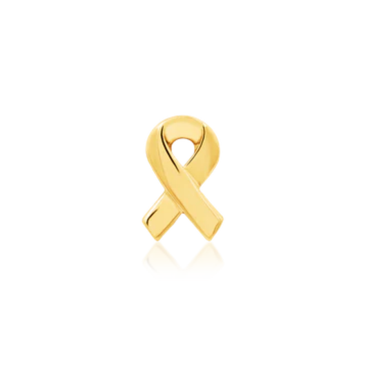 Gold awareness ribbon piercing jewellery in a polished 14k yellow gold finish.