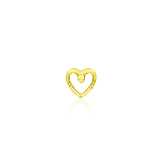 14k gold heart-shaped open piercing with single bead detail at the top curve.