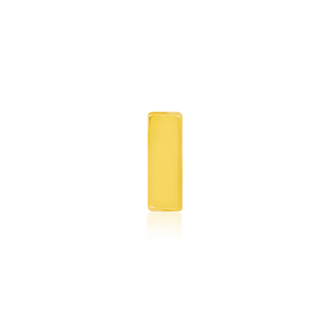 Minimalist 14k gold bar piercing end with a sleek rectangular profile.
