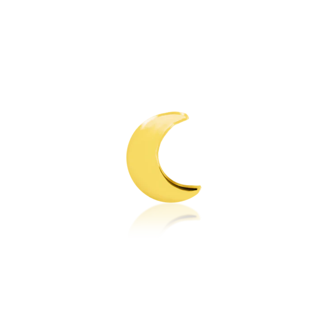 14k gold crescent moon piercing end with a sleek polished finish.
