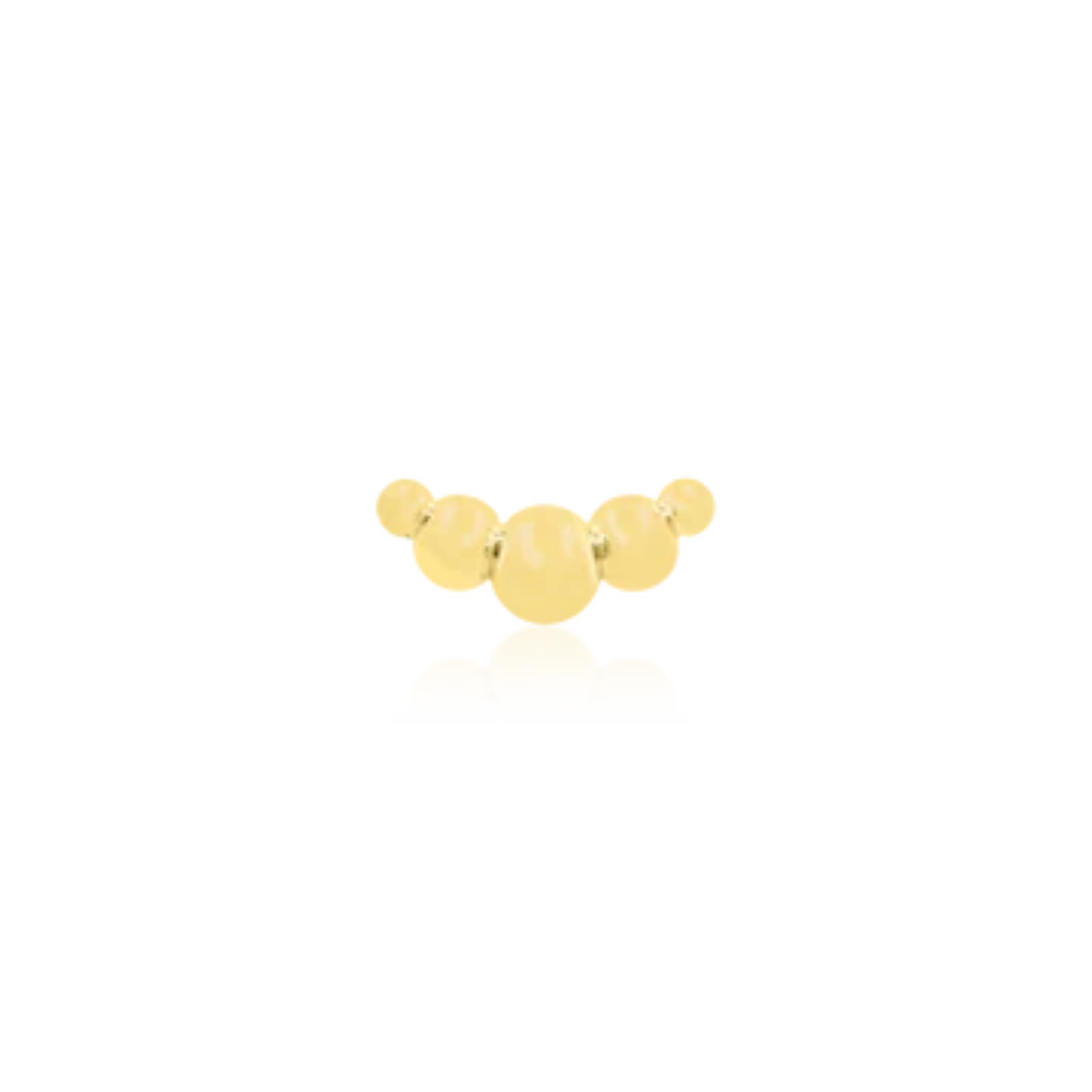 14k solid gold curved ball piercing end in a croissant-inspired cluster design.