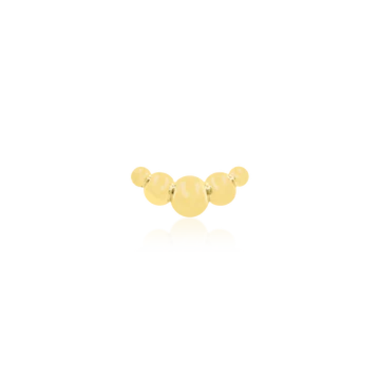 14k solid gold curved ball piercing end in a croissant-inspired cluster design.