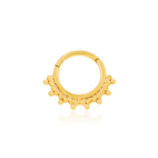 14k gold tri-bead clicker ring for body piercings